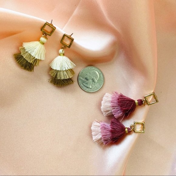💕LAST ONE Metal Square Tassels Earrings - Picture 3 of 5